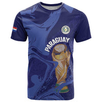 Paraguay Football Custom T Shirt 2026 La Albirroja Marble Pattern - Wonder Print Shop