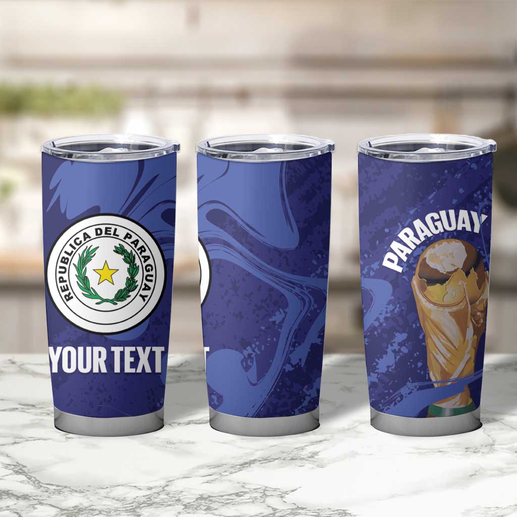 Paraguay Football Custom Tumbler Cup 2026 La Albirroja Marble Pattern - Wonder Print Shop
