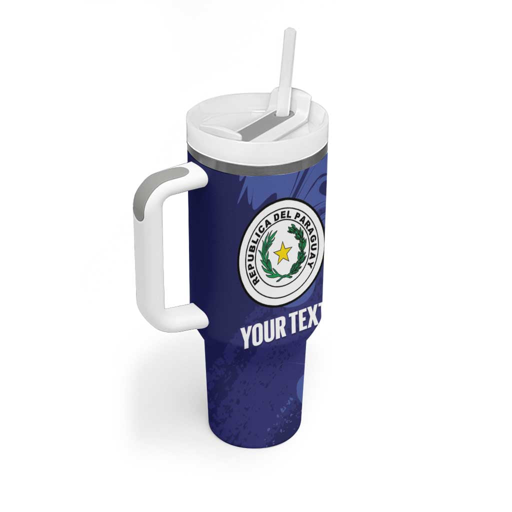 Paraguay Football Custom Tumbler With Handle 2026 La Albirroja Marble Pattern - Wonder Print Shop