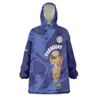 Paraguay Football Custom Wearable Blanket Hoodie 2026 La Albirroja Marble Pattern - Wonder Print Shop