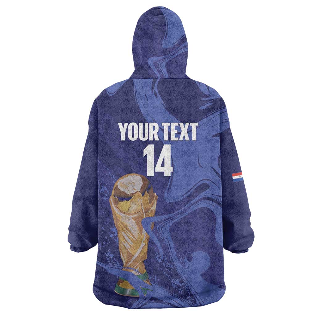 Paraguay Football Custom Wearable Blanket Hoodie 2026 La Albirroja Marble Pattern - Wonder Print Shop