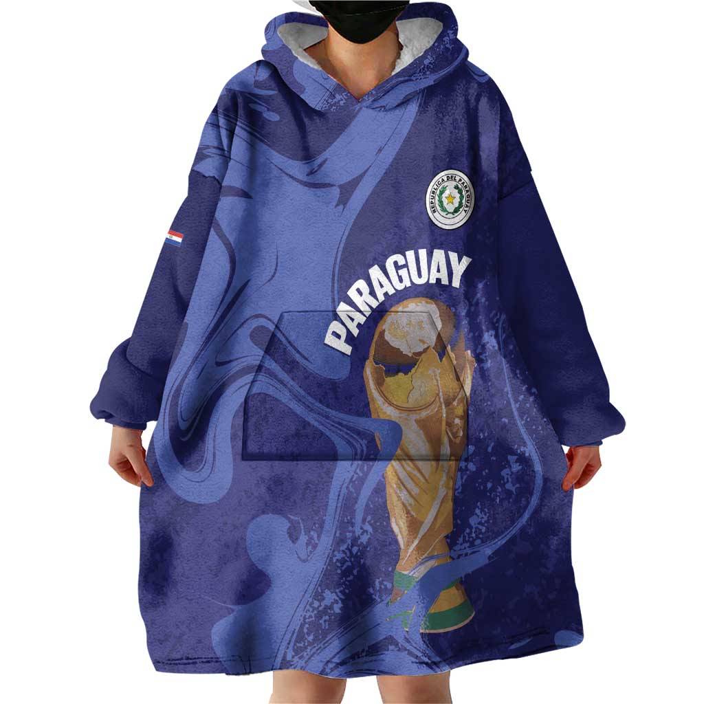 Paraguay Football Custom Wearable Blanket Hoodie 2026 La Albirroja Marble Pattern - Wonder Print Shop