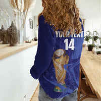 Paraguay Football Custom Women Casual Shirt 2026 La Albirroja Marble Pattern - Wonder Print Shop