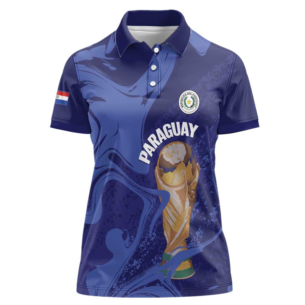 Paraguay Football Custom Women Polo Shirt 2026 La Albirroja Marble Pattern - Wonder Print Shop