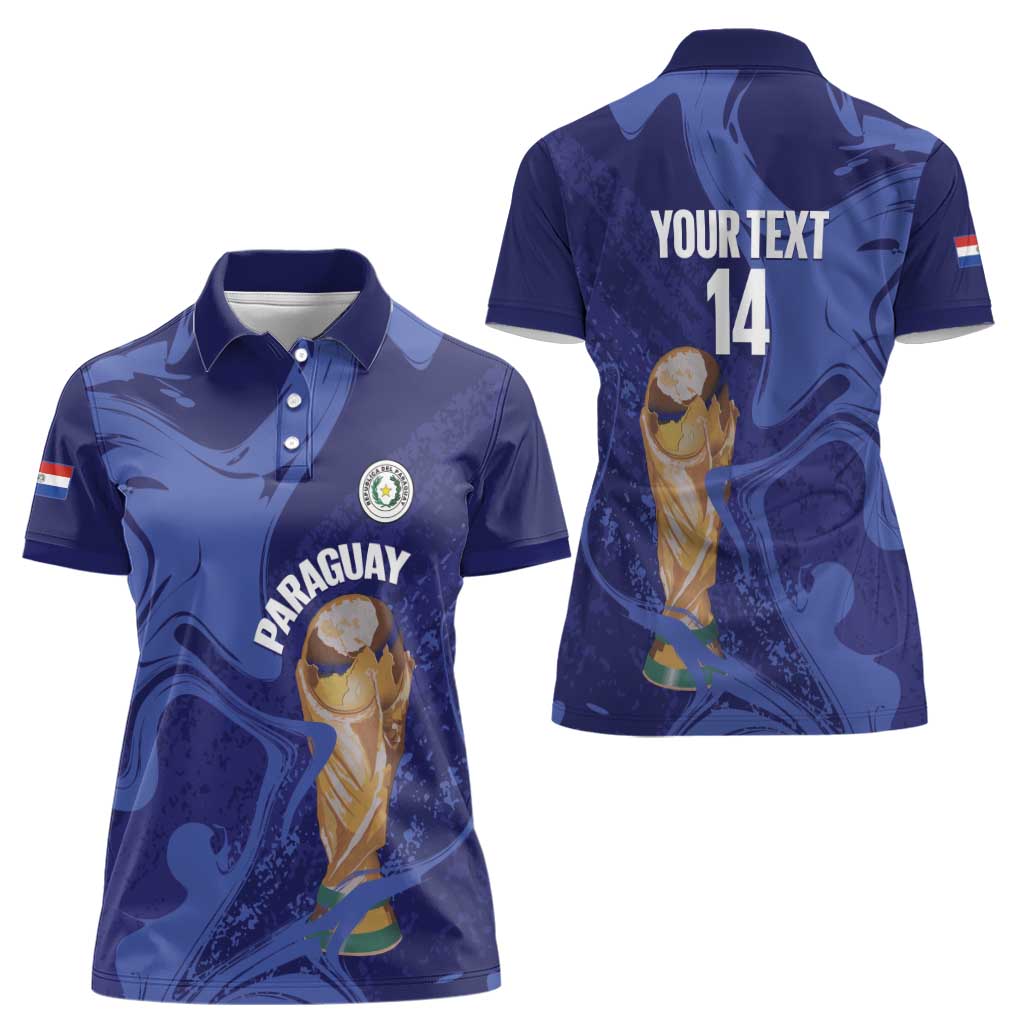 Paraguay Football Custom Women Polo Shirt 2026 La Albirroja Marble Pattern - Wonder Print Shop