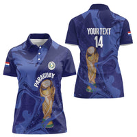 Paraguay Football Custom Women Polo Shirt 2026 La Albirroja Marble Pattern - Wonder Print Shop