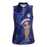 Paraguay Football Custom Women Sleeveless Polo Shirt 2026 La Albirroja Marble Pattern - Wonder Print Shop