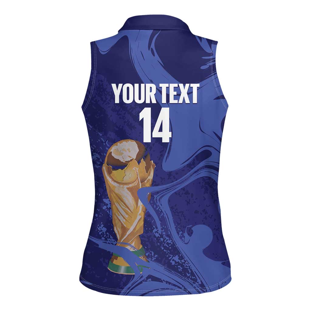 Paraguay Football Custom Women Sleeveless Polo Shirt 2026 La Albirroja Marble Pattern - Wonder Print Shop