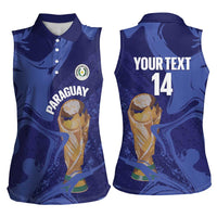 Paraguay Football Custom Women Sleeveless Polo Shirt 2026 La Albirroja Marble Pattern - Wonder Print Shop