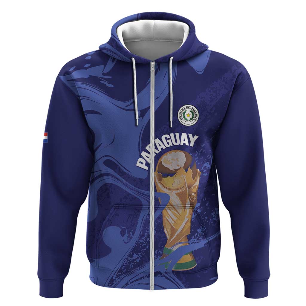 Paraguay Football Custom Zip Hoodie 2026 La Albirroja Marble Pattern - Wonder Print Shop