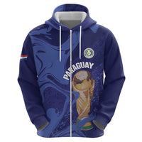 Paraguay Football Custom Zip Hoodie 2026 La Albirroja Marble Pattern - Wonder Print Shop