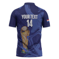 Paraguay Football Custom Zipper Polo Shirt 2026 La Albirroja Marble Pattern - Wonder Print Shop