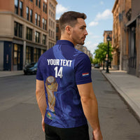 Paraguay Football Custom Zipper Polo Shirt 2026 La Albirroja Marble Pattern - Wonder Print Shop