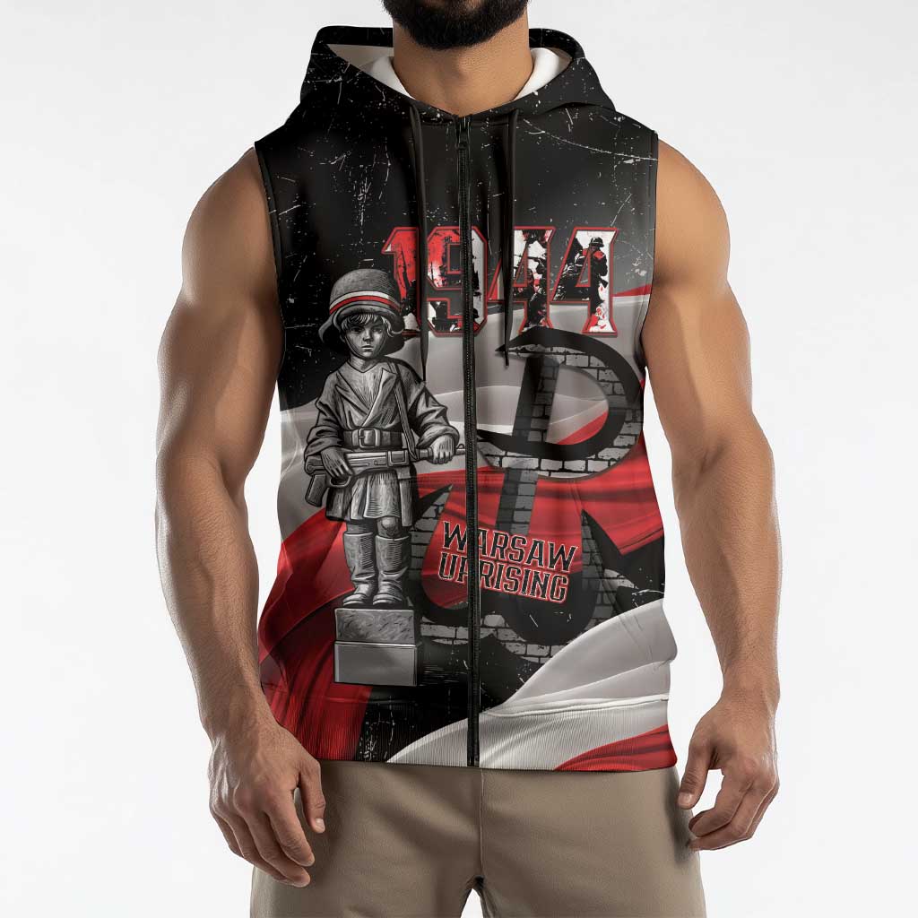 Little Insurrectionist Warsaw Uprising Poland Sleeveless Zip Hoodie Honoring 1944 Child Soldiers