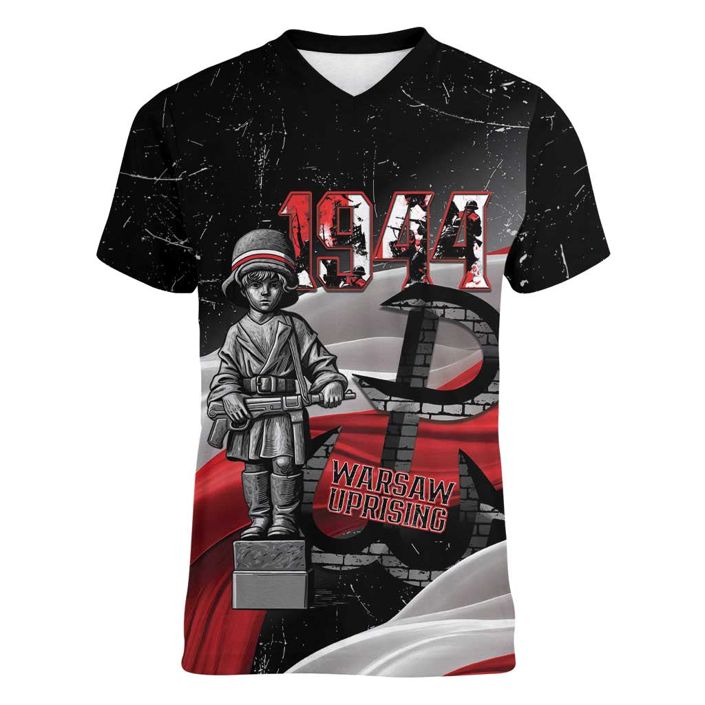 Little Insurrectionist Warsaw Uprising Poland Women V-Neck T-Shirt Honoring 1944 Child Soldiers
