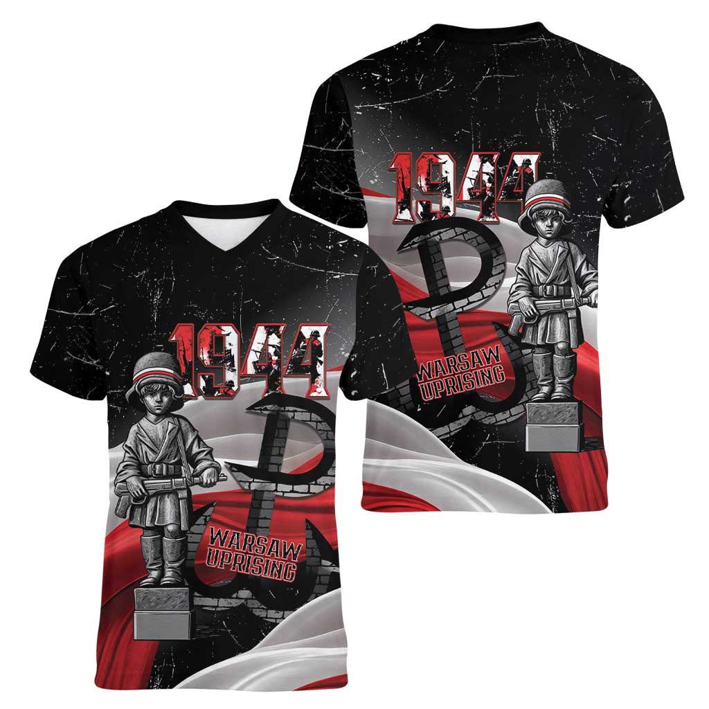 Little Insurrectionist Warsaw Uprising Poland Women V-Neck T-Shirt Honoring 1944 Child Soldiers