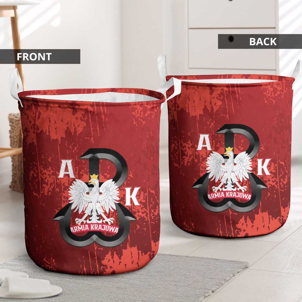 Home Army Poland Laundry Basket Armia Krajowa Kotwica Grunge Style
