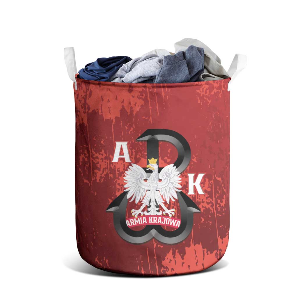Home Army Poland Laundry Basket Armia Krajowa Kotwica Grunge Style