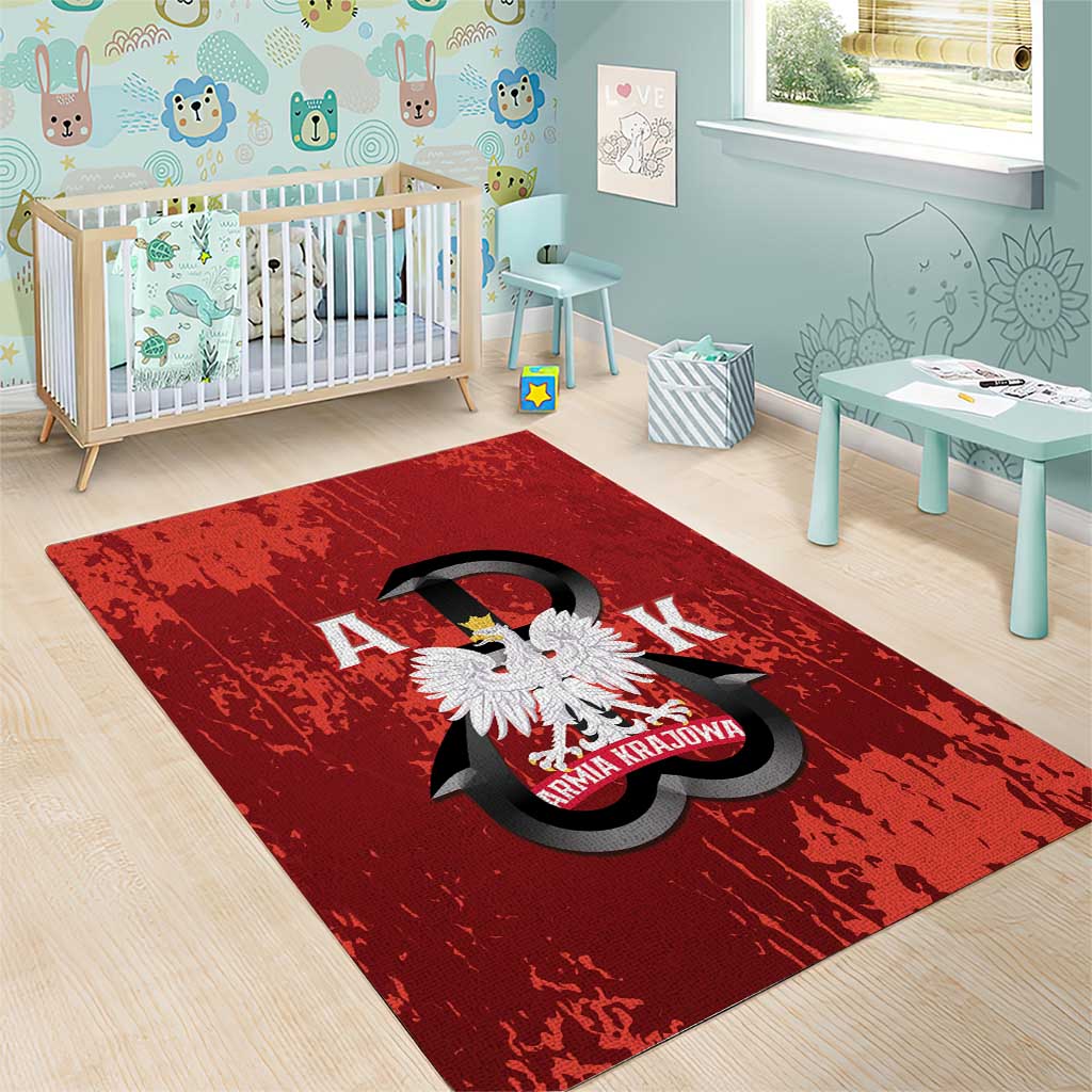 Home Army Poland Area Rug Armia Krajowa Kotwica Grunge Style