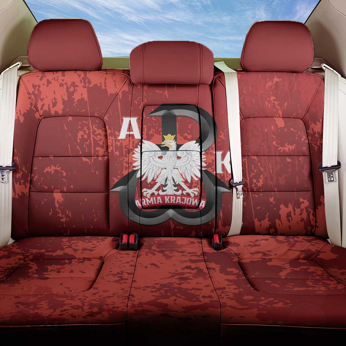 Home Army Poland Back Car Seat Cover Armia Krajowa Kotwica Grunge Style