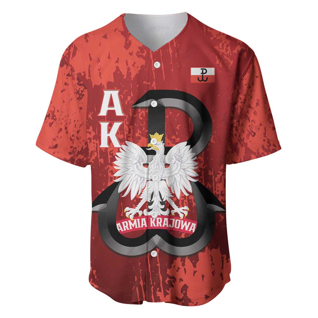 Home Army Poland Baseball Jersey Armia Krajowa Kotwica Grunge Style