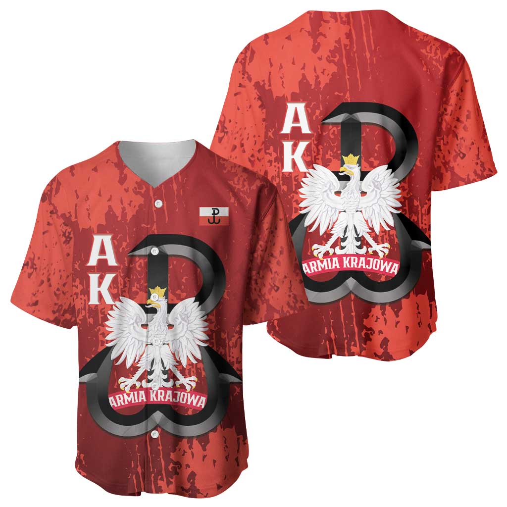 Home Army Poland Baseball Jersey Armia Krajowa Kotwica Grunge Style