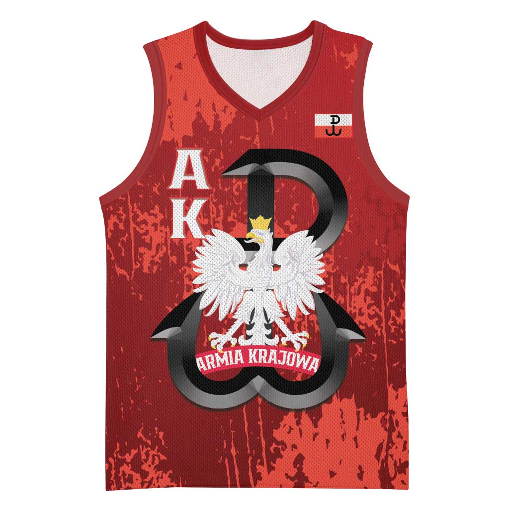 Home Army Poland Basketball Jersey Armia Krajowa Kotwica Grunge Style