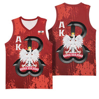 Home Army Poland Basketball Jersey Armia Krajowa Kotwica Grunge Style