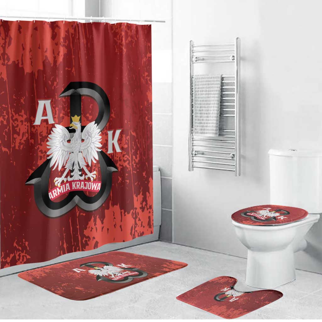 Home Army Poland Bathroom Set Armia Krajowa Kotwica Grunge Style