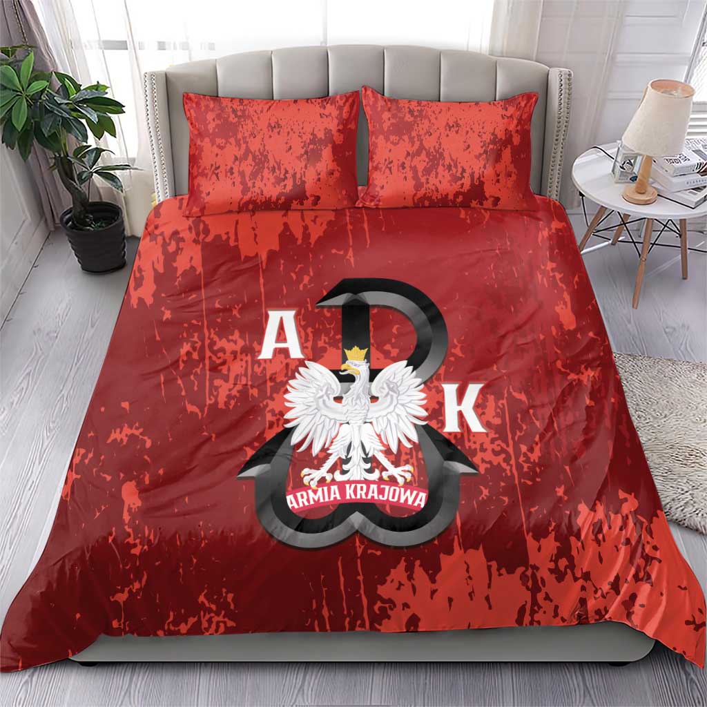 Home Army Poland Bedding Set Armia Krajowa Kotwica Grunge Style