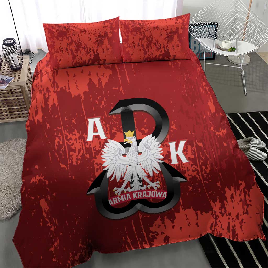 Home Army Poland Bedding Set Armia Krajowa Kotwica Grunge Style