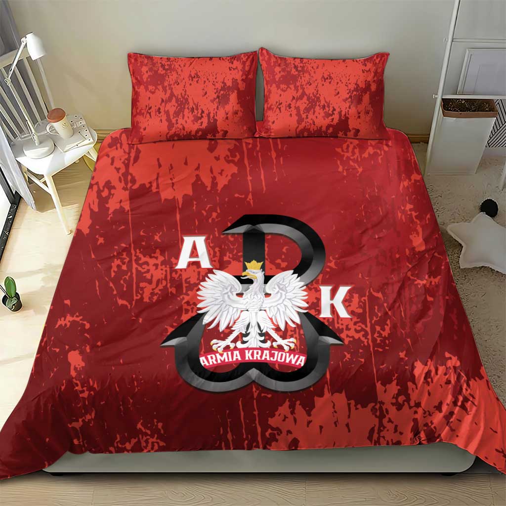 Home Army Poland Bedding Set Armia Krajowa Kotwica Grunge Style