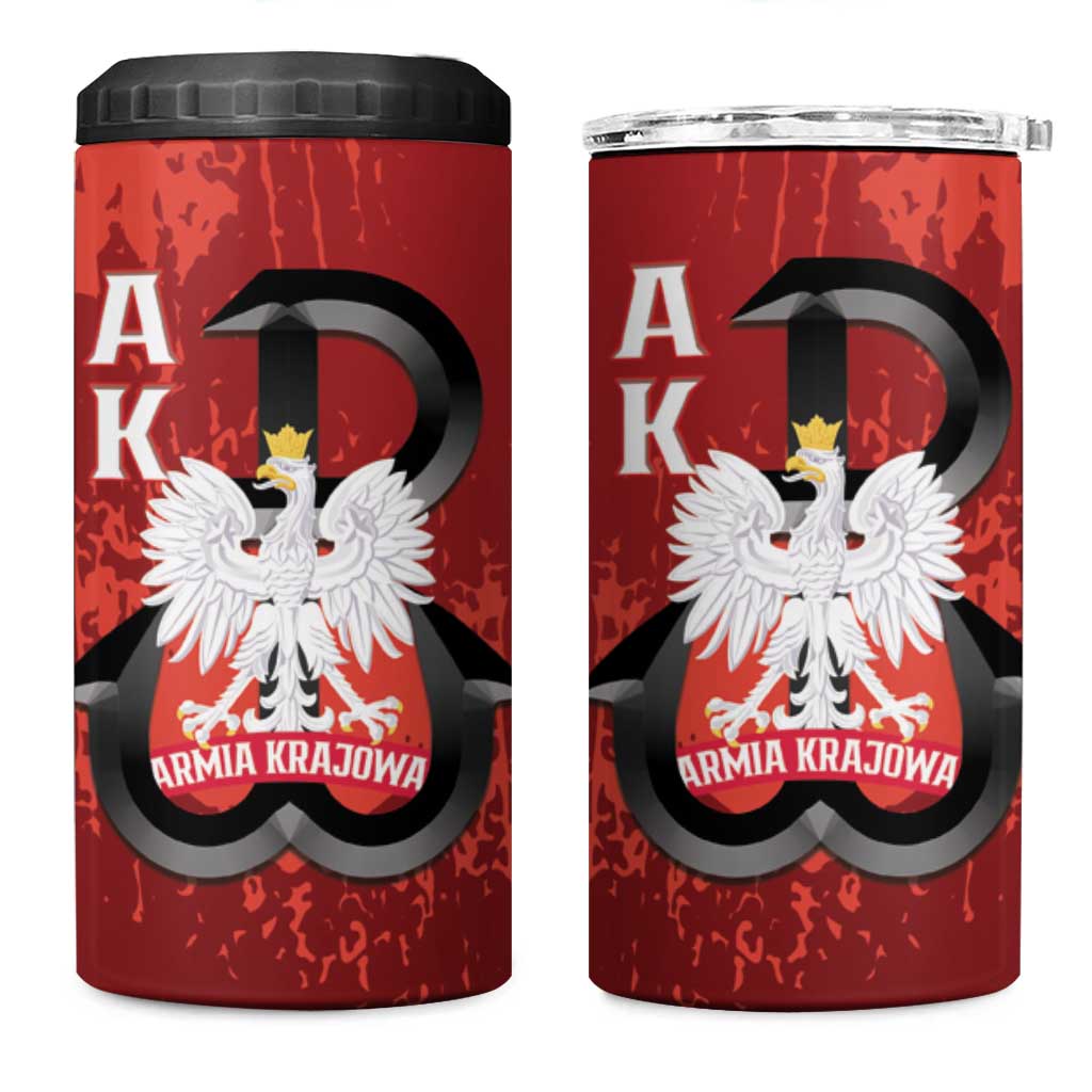 Home Army Poland 4 in 1 Can Cooler Tumbler Armia Krajowa Kotwica Grunge Style