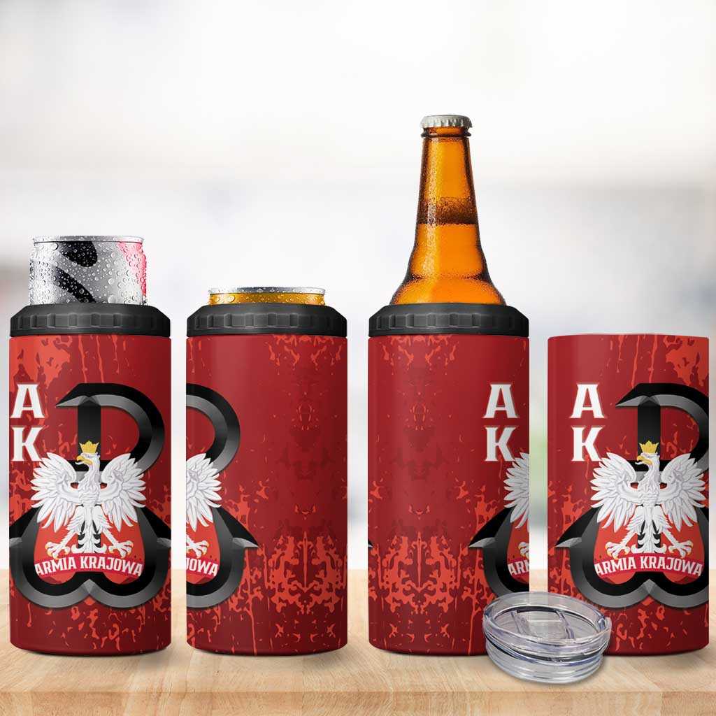 Home Army Poland 4 in 1 Can Cooler Tumbler Armia Krajowa Kotwica Grunge Style