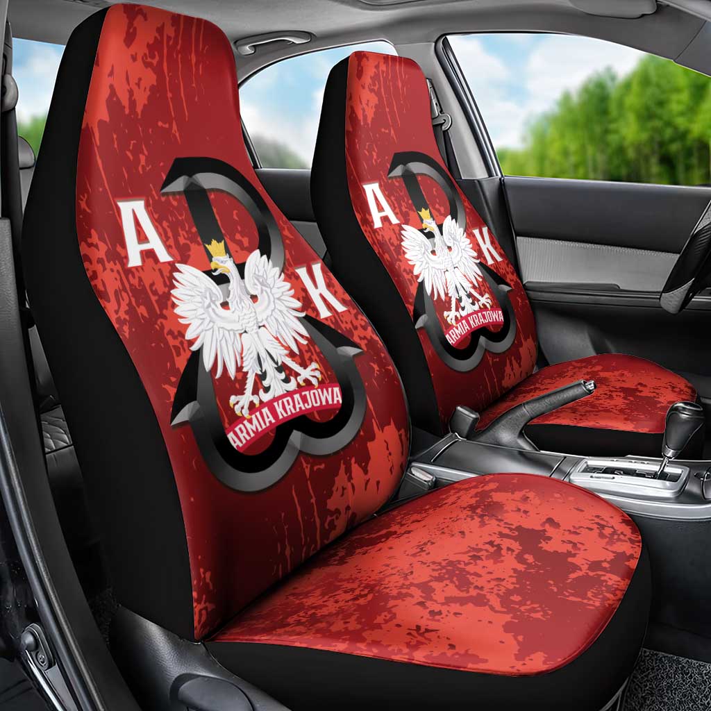 Home Army Poland Car Seat Cover Armia Krajowa Kotwica Grunge Style