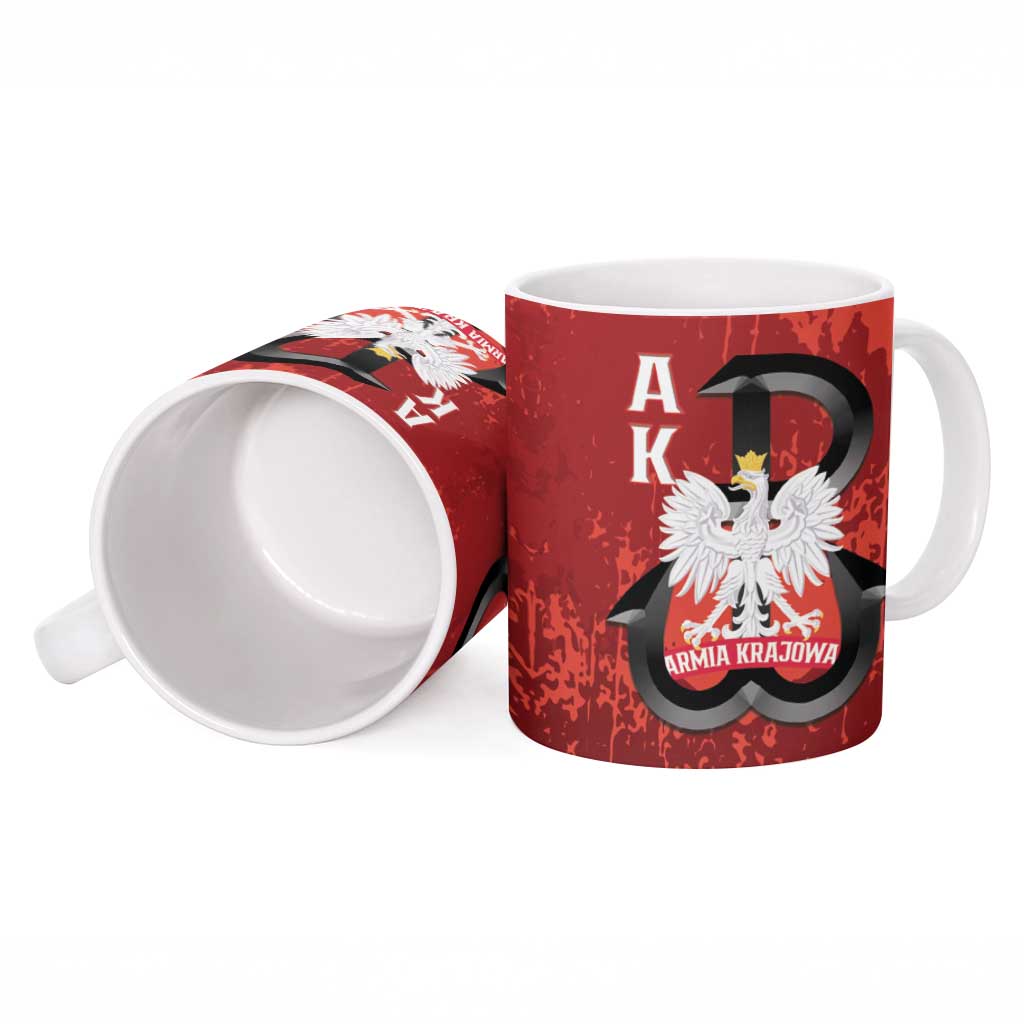 Home Army Poland Ceramic Mug Armia Krajowa Kotwica Grunge Style
