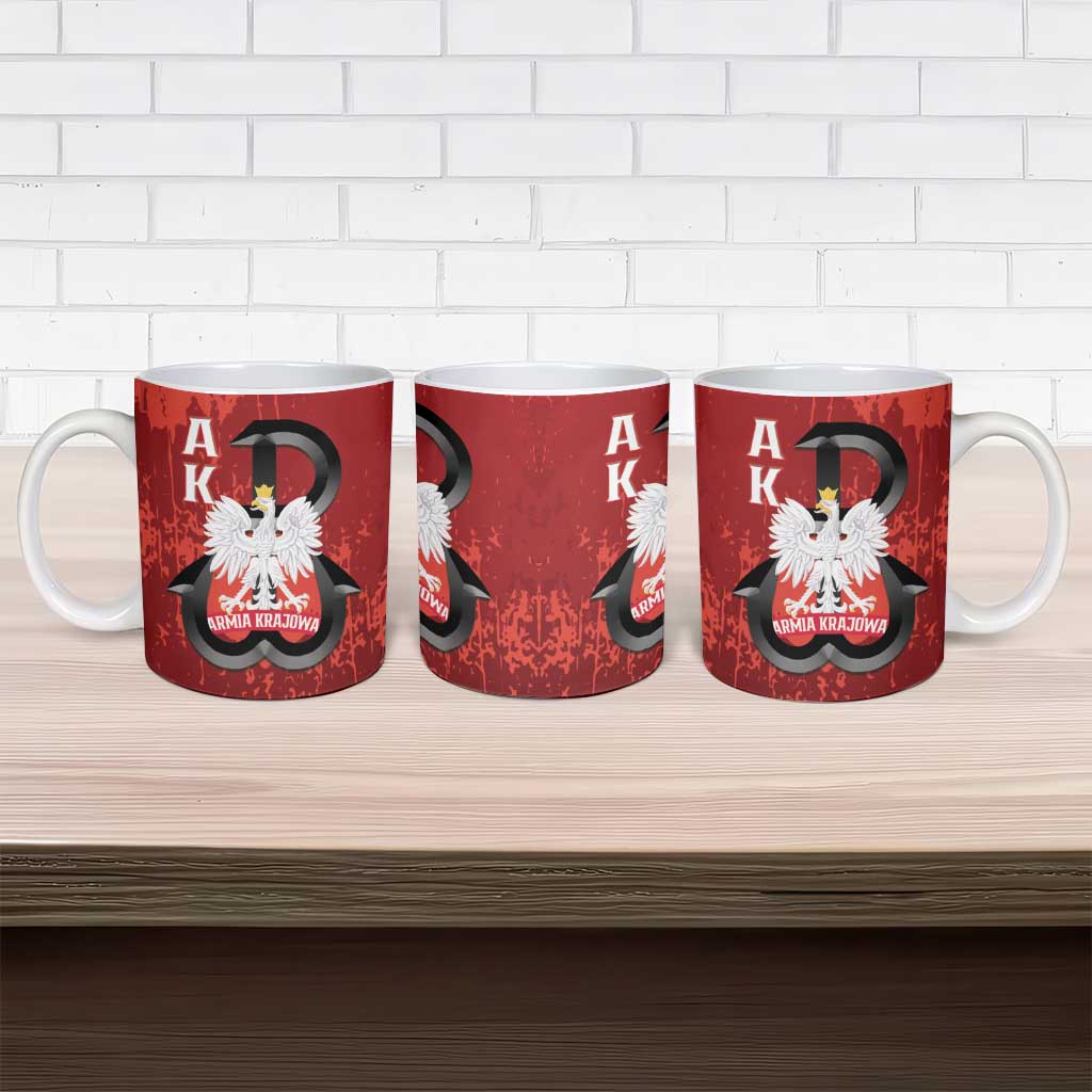 Home Army Poland Ceramic Mug Armia Krajowa Kotwica Grunge Style