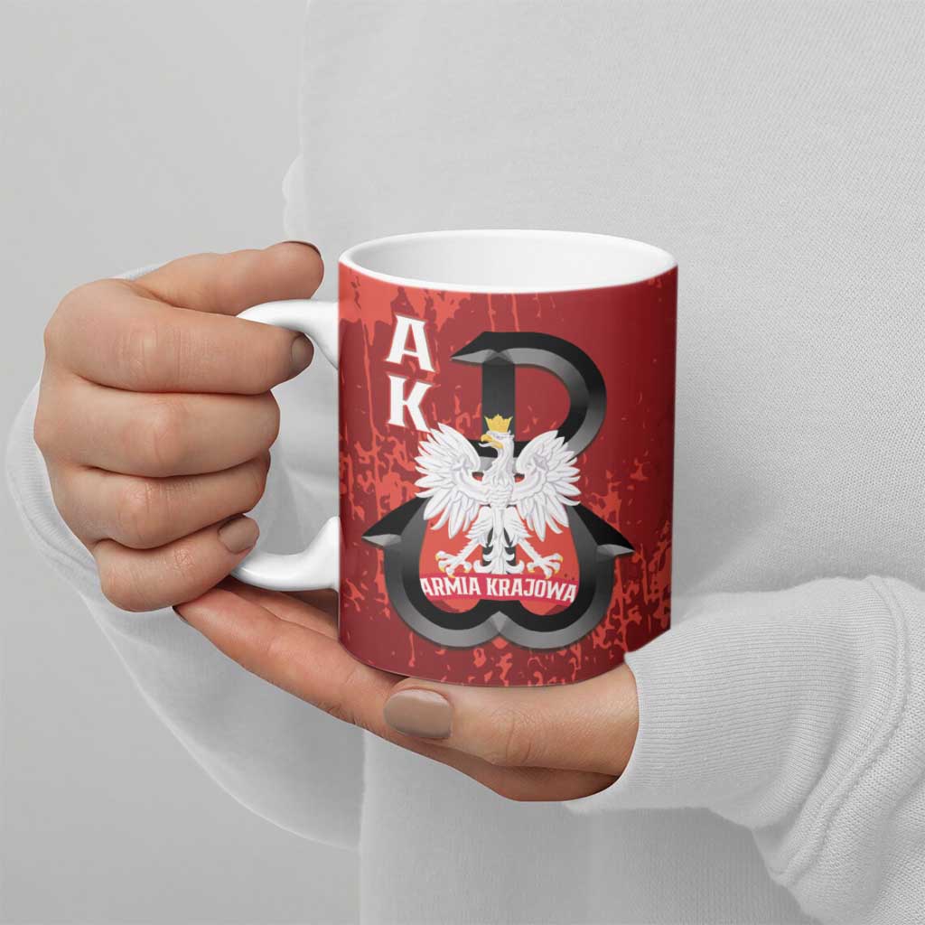 Home Army Poland Ceramic Mug Armia Krajowa Kotwica Grunge Style