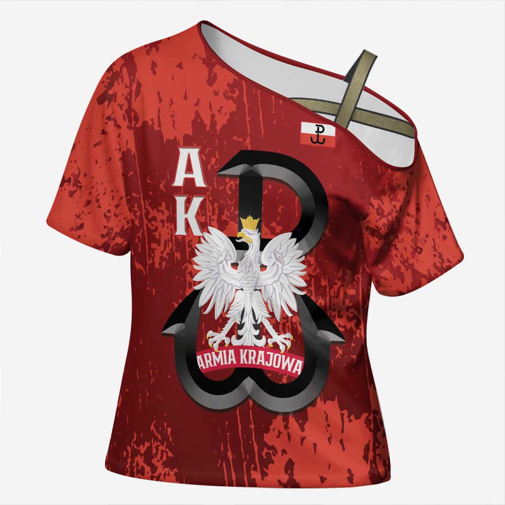 Home Army Poland Cross Shoulder Shirt Armia Krajowa Kotwica Grunge Style