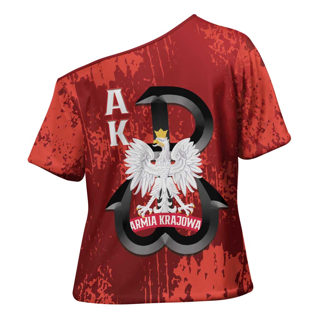 Home Army Poland Cross Shoulder Shirt Armia Krajowa Kotwica Grunge Style