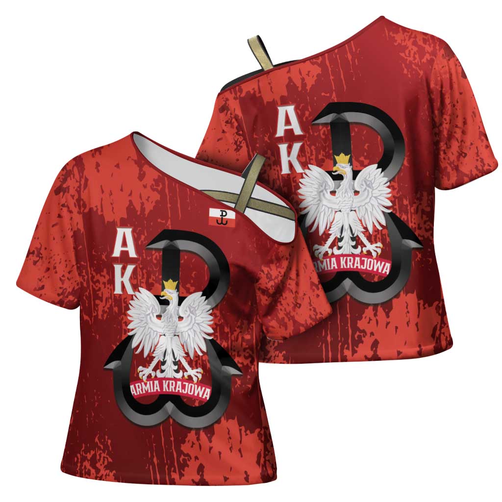 Home Army Poland Cross Shoulder Shirt Armia Krajowa Kotwica Grunge Style