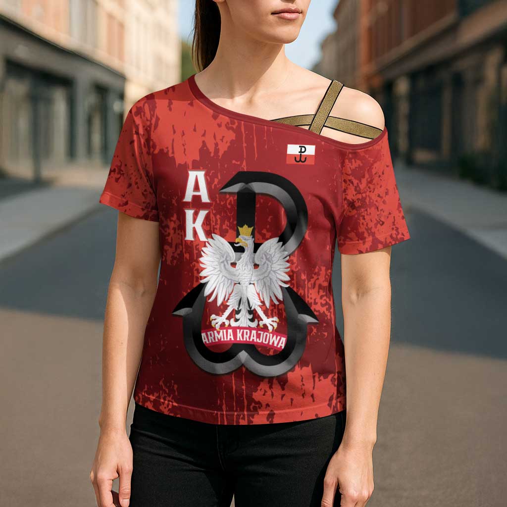 Home Army Poland Cross Shoulder Shirt Armia Krajowa Kotwica Grunge Style