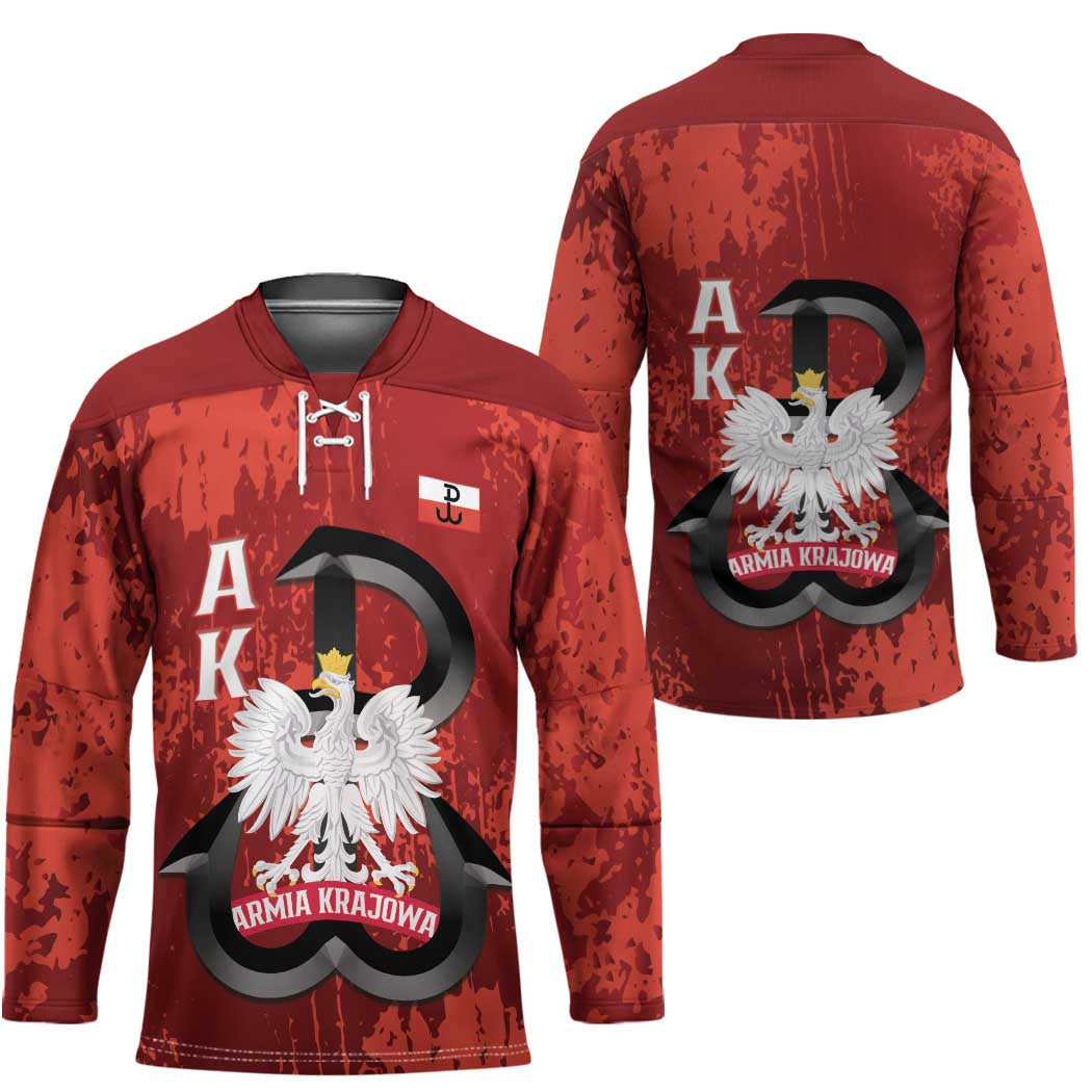 Home Army Poland Hockey Jersey Armia Krajowa Kotwica Grunge Style