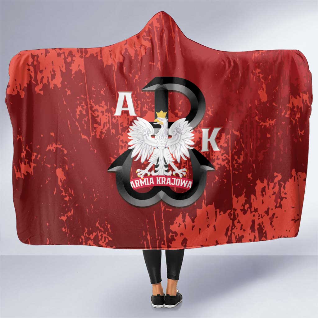 Home Army Poland Hooded Blanket Armia Krajowa Kotwica Grunge Style