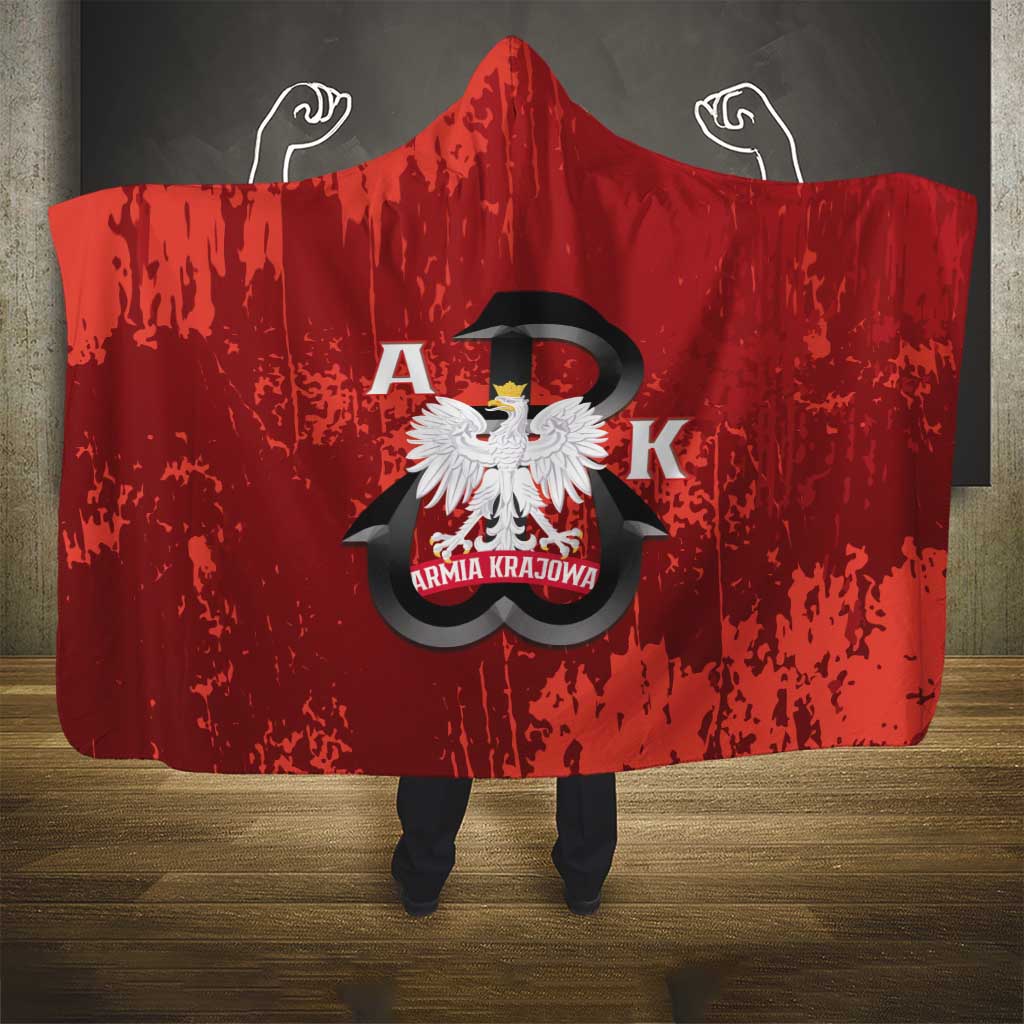 Home Army Poland Hooded Blanket Armia Krajowa Kotwica Grunge Style
