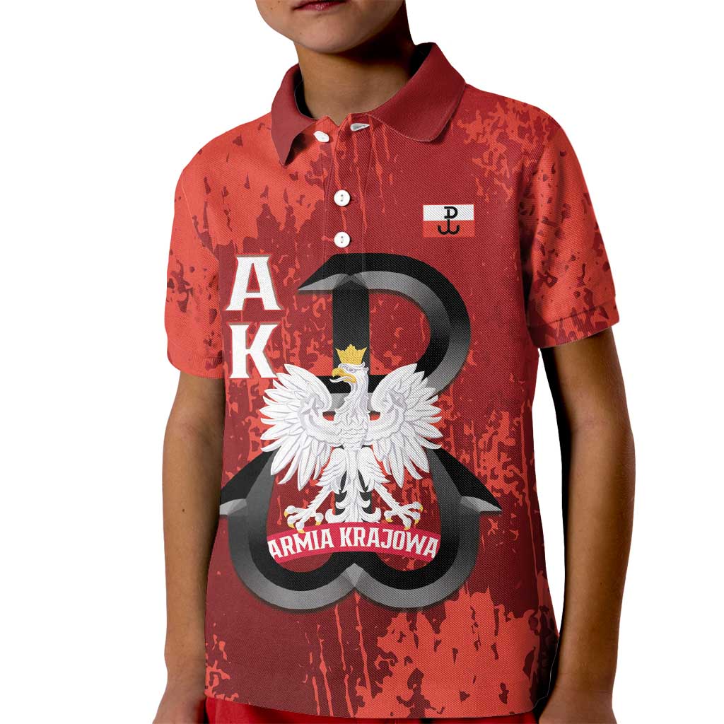 Home Army Poland Kid Polo Shirt Armia Krajowa Kotwica Grunge Style