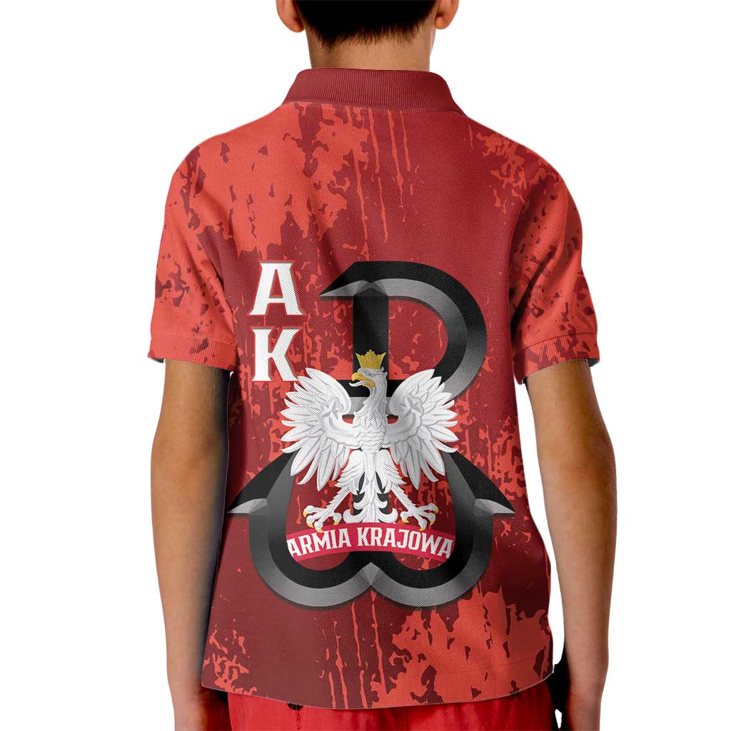 Home Army Poland Kid Polo Shirt Armia Krajowa Kotwica Grunge Style