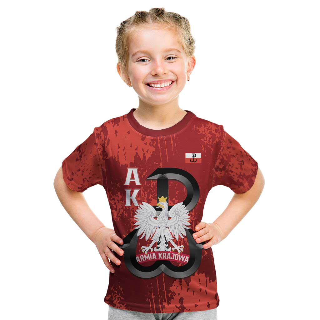 Home Army Poland Kid T Shirt Armia Krajowa Kotwica Grunge Style
