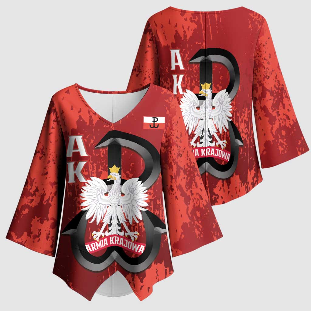 Home Army Poland Kimono Sleeve Blouse Armia Krajowa Kotwica Grunge Style