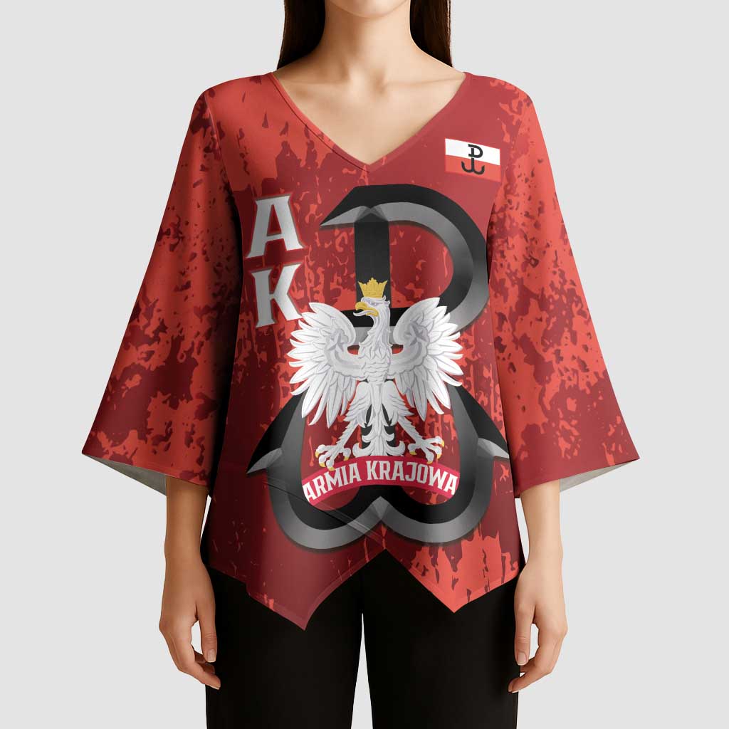 Home Army Poland Kimono Sleeve Blouse Armia Krajowa Kotwica Grunge Style